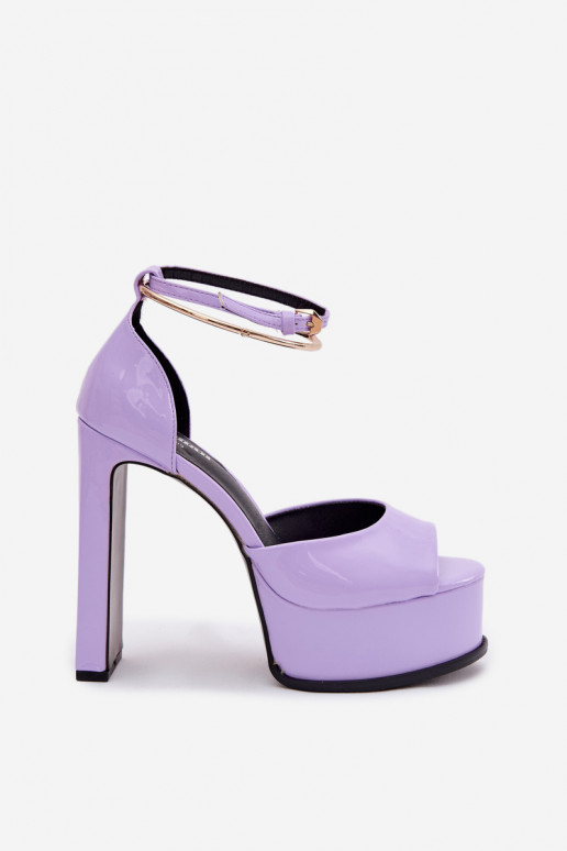 Lackierte Sandalen für Damen mit Absätzen und Plattform Violette Farbe Horvia