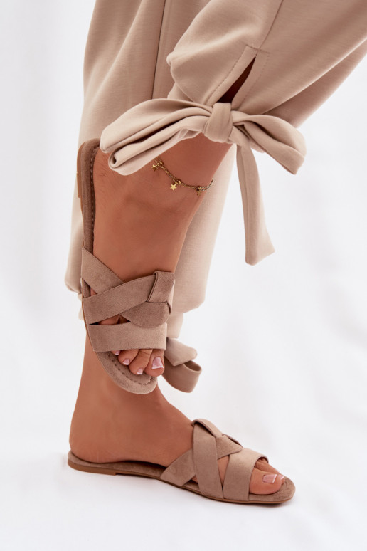 gleichschenklig Damenhausschuhe mit Streifen Beige Pavelle