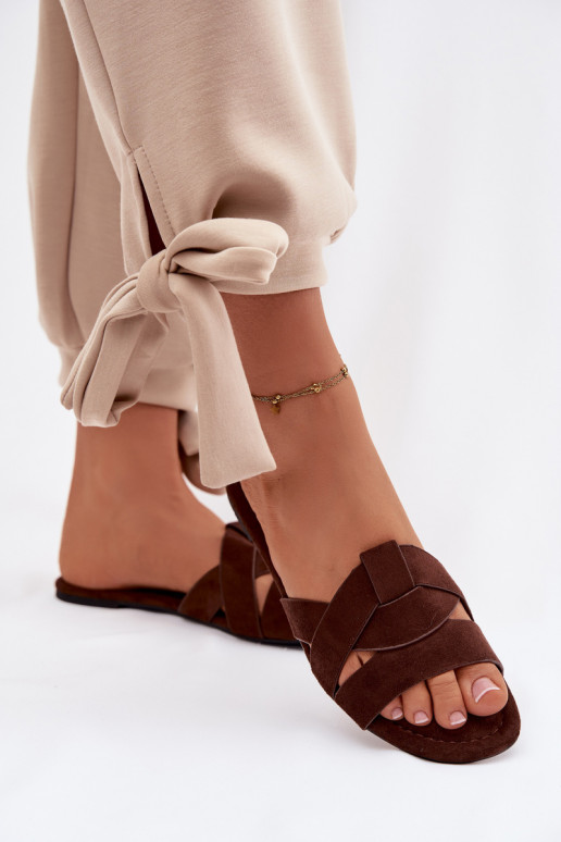 gleichschenklig Damenhausschuhe mit Streifen CzekoladoZue Pavelle