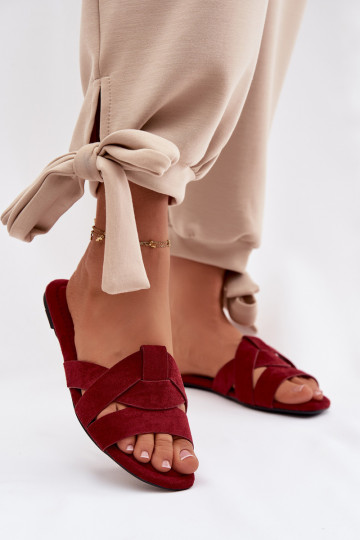 Pavelle Flache Damen Slipper mit Riemen in Bordeaux