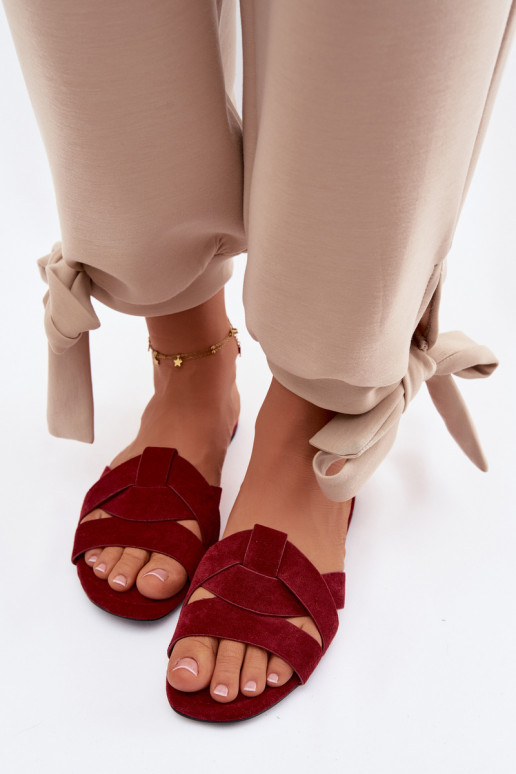 gleichschenklig Damenhausschuhe mit Streifen Burgund Pavelle