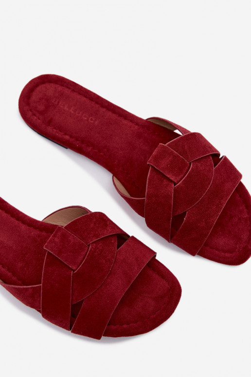 gleichschenklig Damenhausschuhe mit Streifen Burgund Pavelle