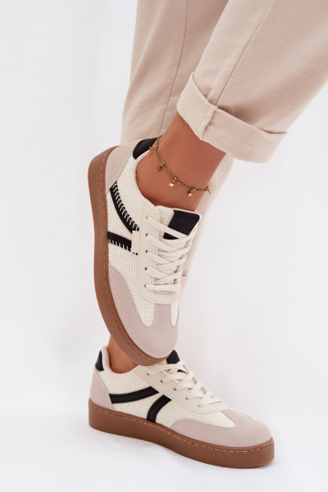 Niedrig Sneakers Stilvollllschuhe Feminin INeiß-schZuarze Farbe Denelisse