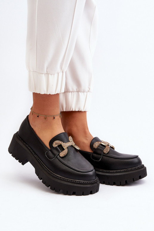 Mokassins für Damen mit Ornamenten schZuarze Farbe Gargi