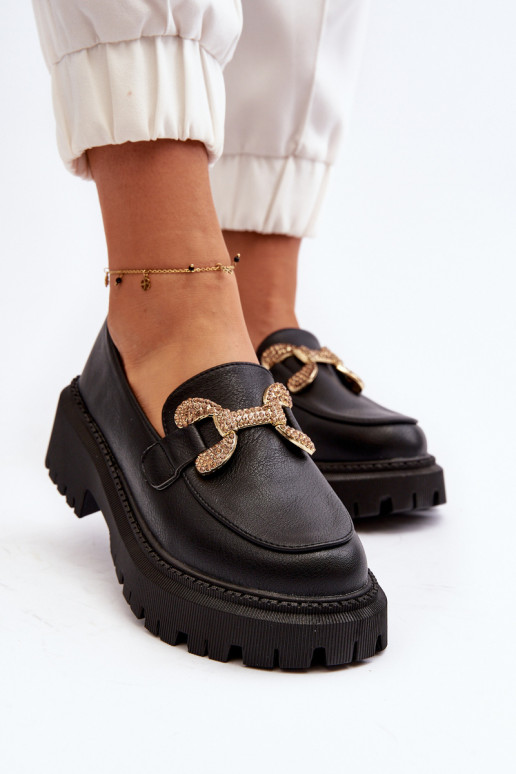 Mokassins für Damen mit Ornamenten schZuarze Farbe Gargi