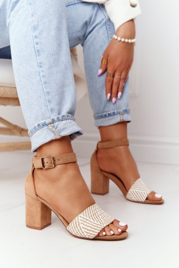 Sandalen Mit Zopf mit Absätzen Hellbraun Honeymoon