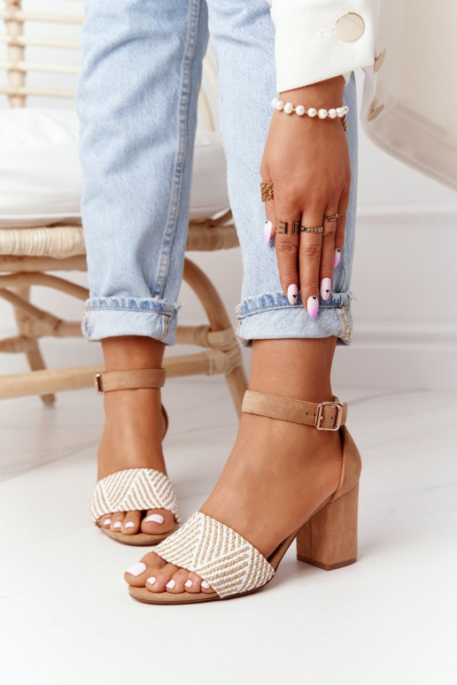 Sandalen Mit Zopf mit Absätzen Hellbraun Honeymoon