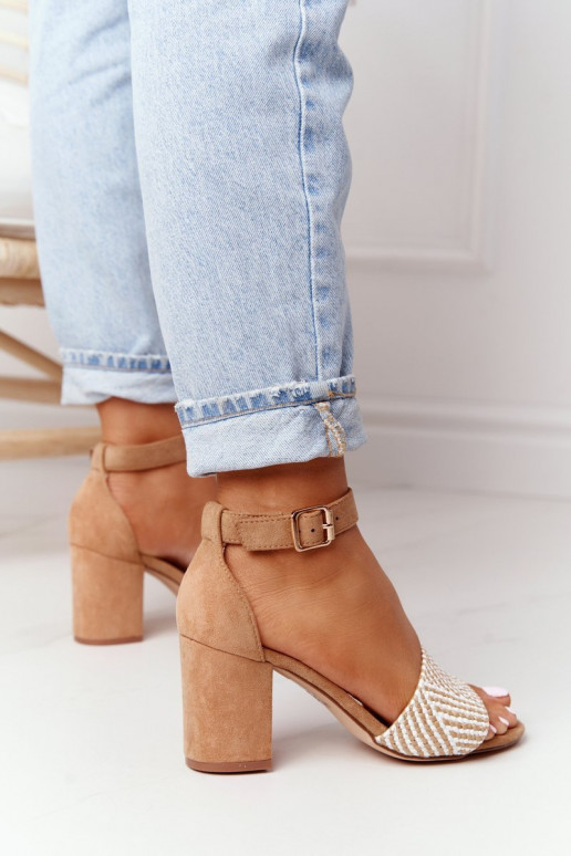 Sandalen Mit Zopf mit Absätzen Hellbraun Honeymoon