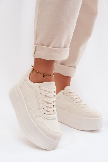 Sneakers Stilvollllschuhe Feminin mit einer Plattform elfenbeinfarbe Feressa