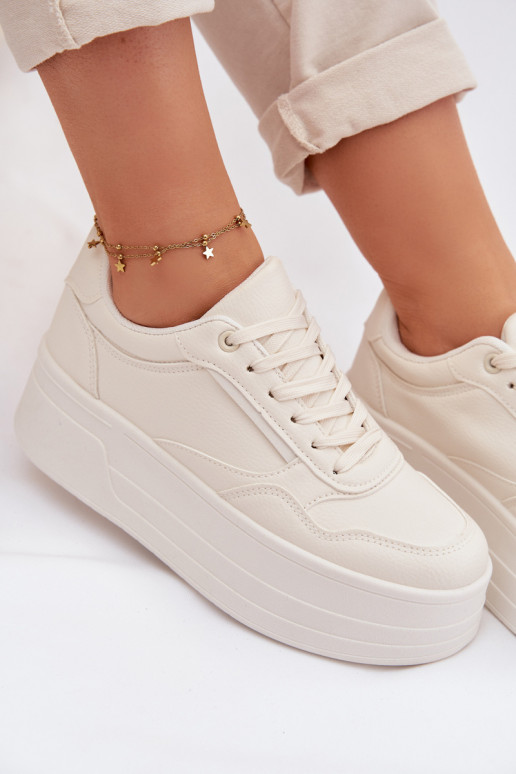 Sneakers Stilvollllschuhe Feminin mit einer Plattform elfenbeinfarbe Feressa