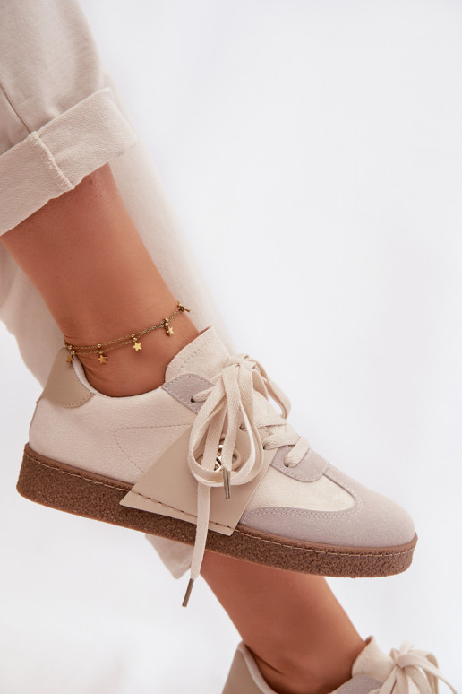 Sneakers Stilvollllschuhe Feminin Mit Dekorationen Detalem Beige Kalirina