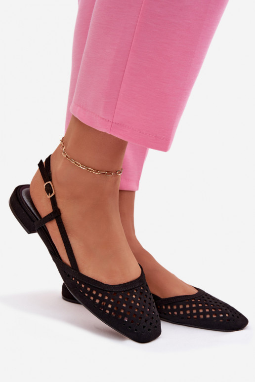 Durchbrochene Ballerinasaus Öko-INildlederu schZuarze Farbe Farivelle