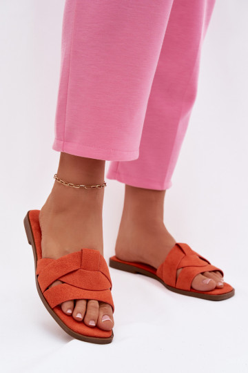 Hausschuhe FrauenZuohnung mit Streifen aus Öko-INildlederoZue orange Farbe Florane 2