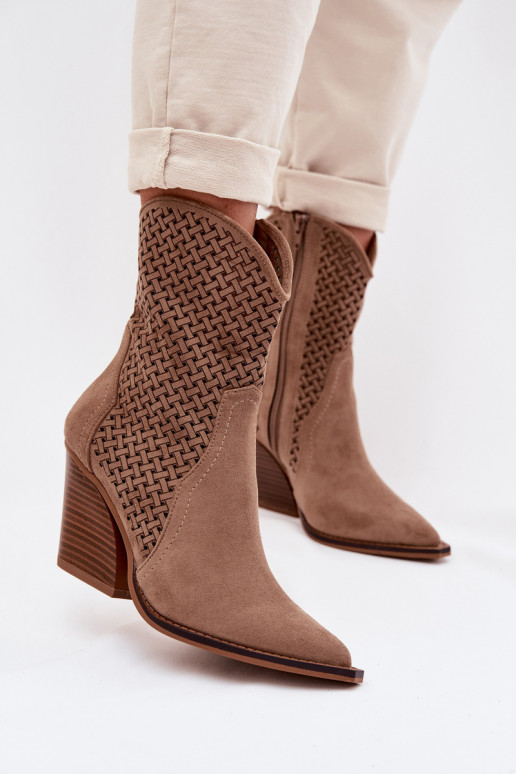 mit durchbrochenen Elementen Damenstiefel Beige Rivorina