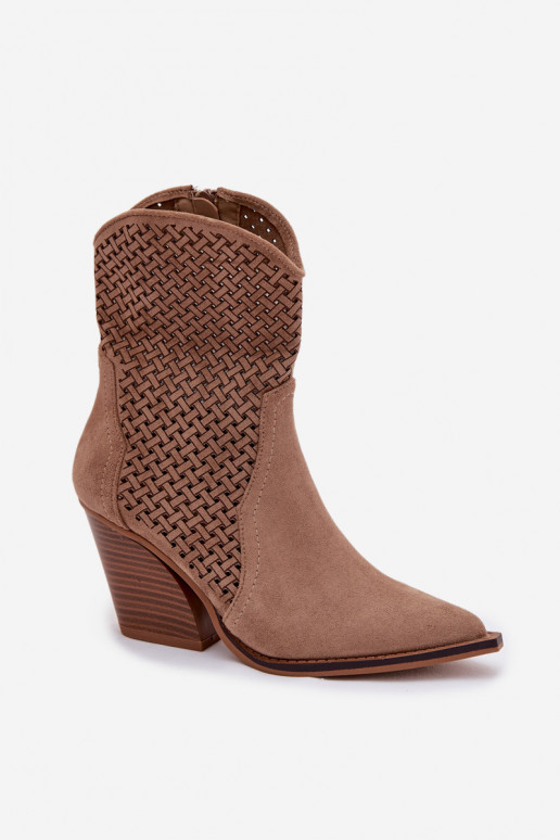 mit durchbrochenen Elementen Damenstiefel Beige Rivorina