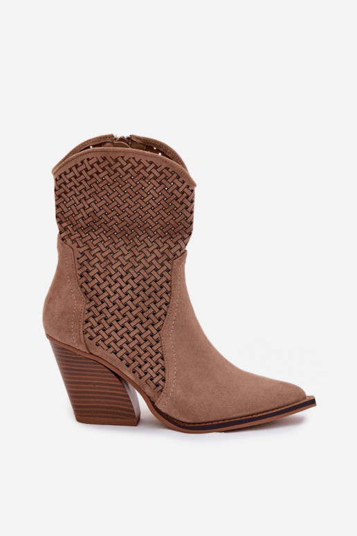 mit durchbrochenen Elementen Damenstiefel Beige Rivorina