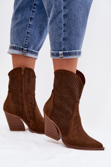 Damenstiefeletten mit Ajour-Elementen braun Rivorina 2