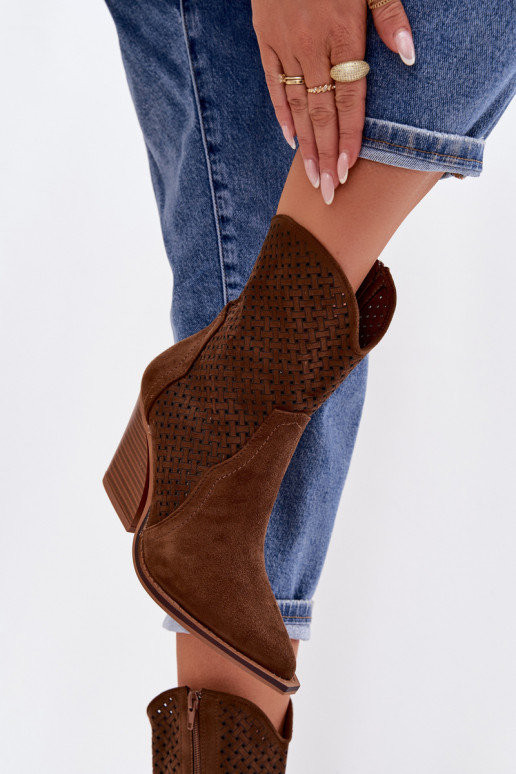 mit durchbrochenen Elementen Damenstiefel braune Farbe Rivorina