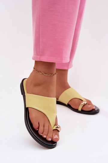 Hausschuhe FrauenZuohnung Eko Haut Ze goldene Farbem Detalem gelbe Farbe Lavessa 2