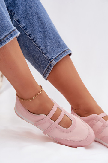 Sportliche Damenballerinas mit Riemen rosa Farvessa