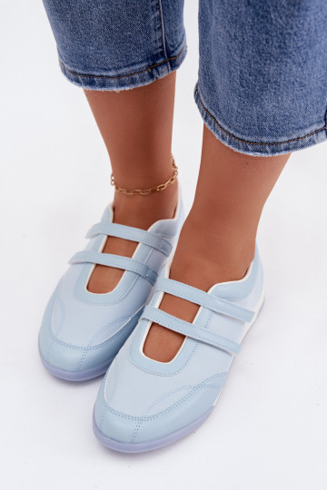 Sportliche Damenballerinas mit Riemen blau Farvessa