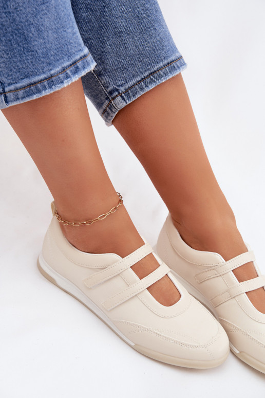 Sportlicher Stil Ballerinas Feminin mit Streifen Beige Farvessa