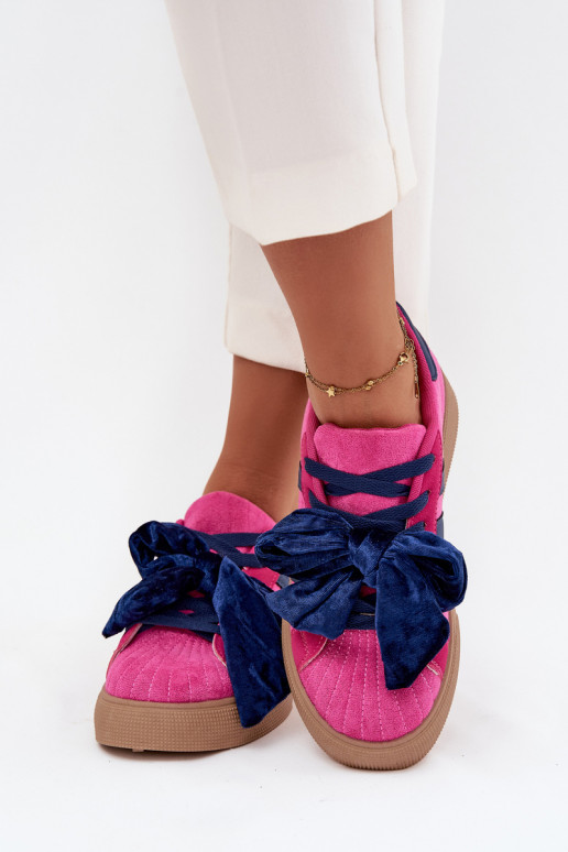 Sneakers Stilvollllschuhe FemininSamtoZuą Bogen pinke Farbe Ashlyn