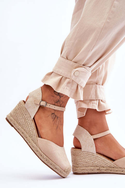 aus INildleder Sandalen Espadrilles Auf einem Keil Beige Cammer