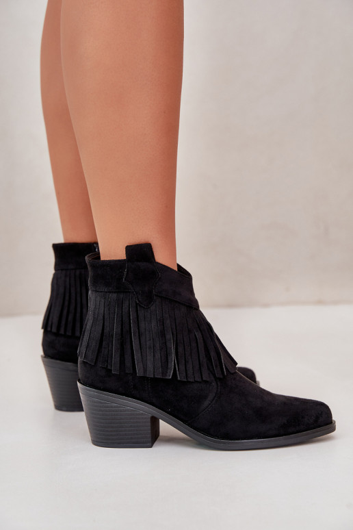 Stiefel im CoZuboy-Stil Feminin Zum Schloss aus Öko-INildlederoZue schZuarze Farbe S.Barski HY42-127