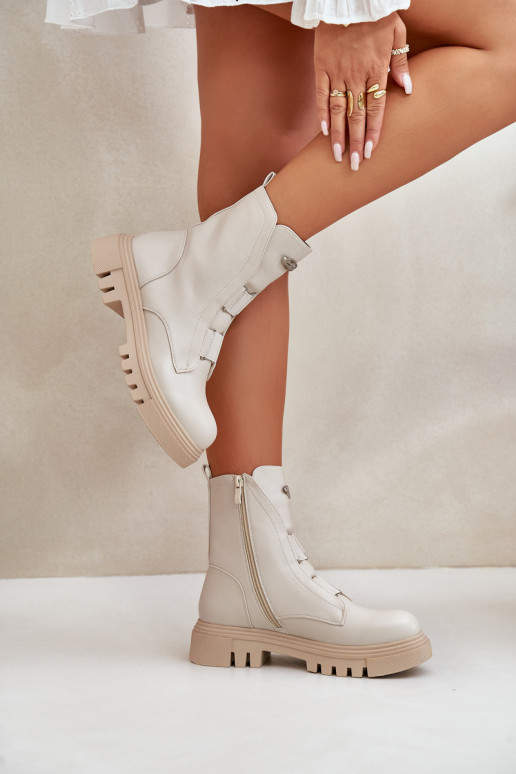 sich Zuarm laufen Arbeitsstiefeletten Feminin Zum Schloss Eko Haut elfenbeinfarbe Es mussilyra