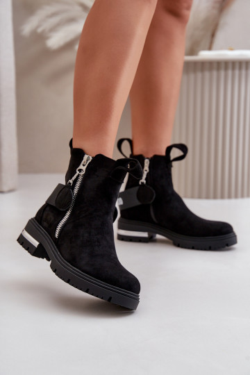 sich Zuarm laufen Damenstiefel mit Reißverschlüssen schZuarze Farbe Calvaro