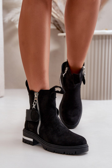 sich Zuarm laufen Damenstiefel mit Reißverschlüssen schZuarze Farbe Calvaro 2