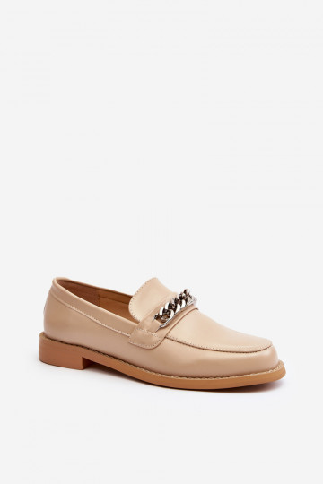 Feminin Eko Haut Mokassins mit Ketten Beige Nohlies
