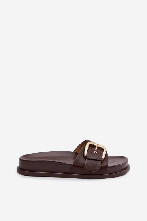 Damenhausschuhe mit goldenen Schnallen CzekoladoZue Rosivana