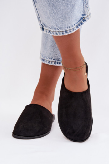 Damen Pantoffeln aus Kunstwildleder in Schwarz „Veronelle"