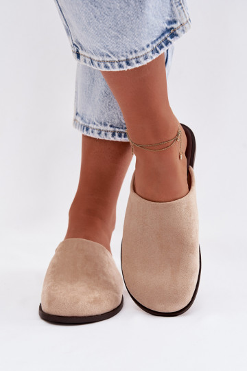 Damen Pantoffeln aus Kunstwildleder in Sand „Veronelle" 2