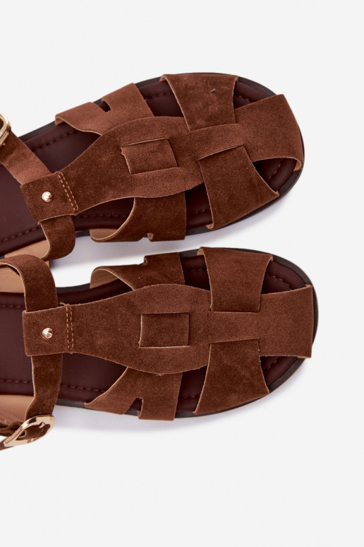 Damensandalen Rzymianki gleichschenklig braune Farbe Belanessa