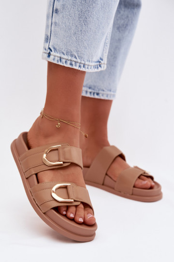 Eko Lederhausschuhe Feminin mit Streifen Beige Rosinessa 2