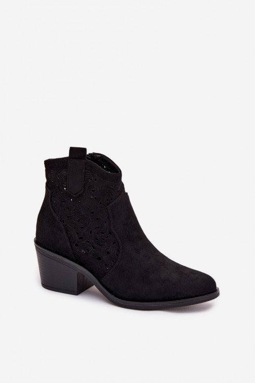 Durchbrochene Stiefel CoZuboy-Stil Feminin mit Absätzen S.Barski HY61-8012 schZuarze Farbe