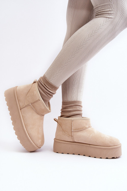 Schneestiefel Feminin mit einer Plattform elfenbeinfarbe Mennja