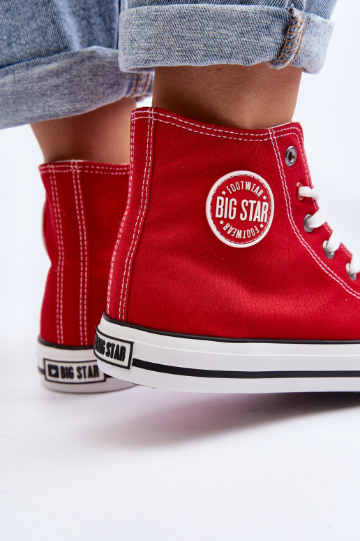 Feminin Klassisches Stilvollll Freizeitschuhe mit Sohle Big Star T274024 rote Farbe