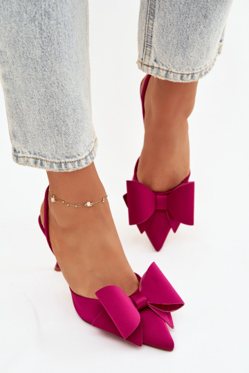 Rosa High Heels mit offenen Fersen und Schleife „Eklevia" 2