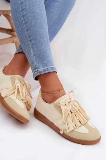 Sneakers Stilvollllschuhe Feminin mit Fransen gelbe Farbe Dorivelle