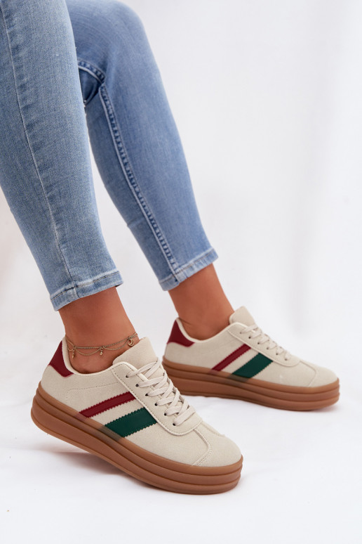 Sneakers Stilvollllschuhe Feminin mit einer Plattform Beige Janivelle