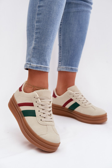 Damen Sneakers mit Plateau in Sandfarbe Janivelle 2
