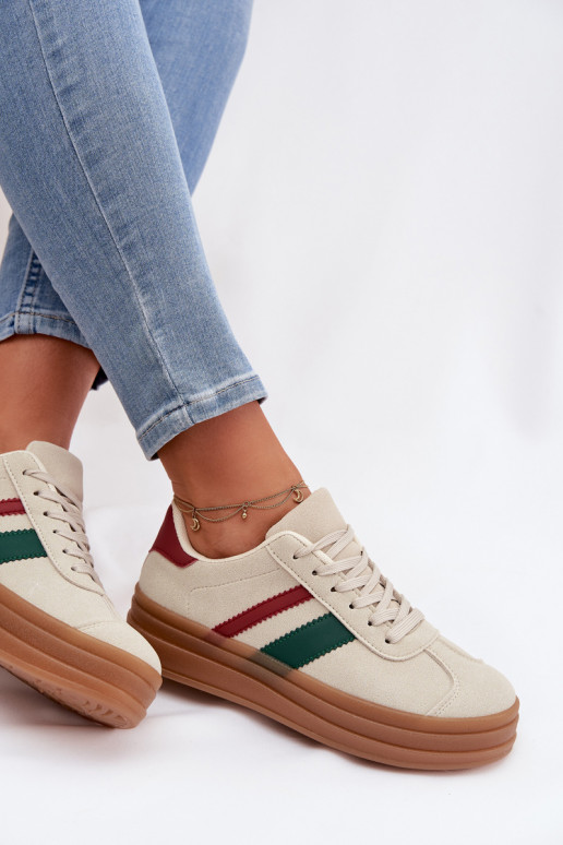 Sneakers Stilvollllschuhe Feminin mit einer Plattform Beige Janivelle