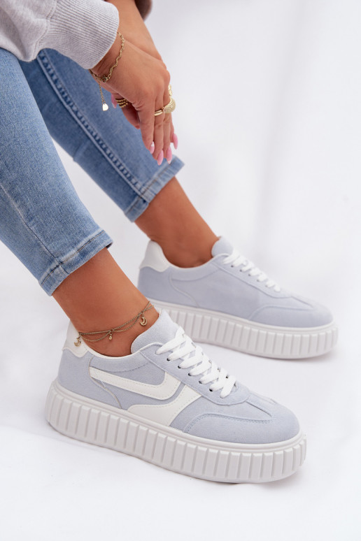 Sneakers Stilvollllschuhe Feminin mit einer Plattformaus Öko-INildlederu hellblau Cadrina