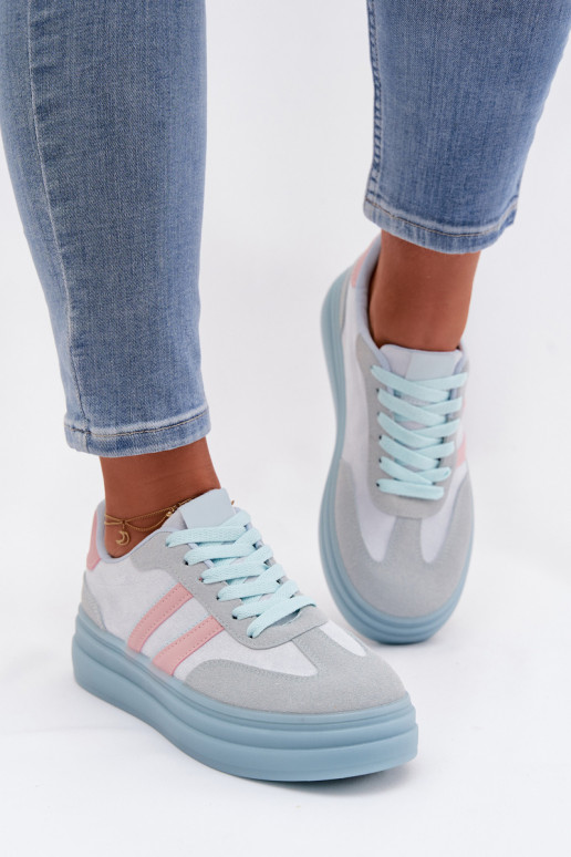 Sneakers Stilvollllschuhe Feminin mit einer Plattform blaue Farbe Galleria