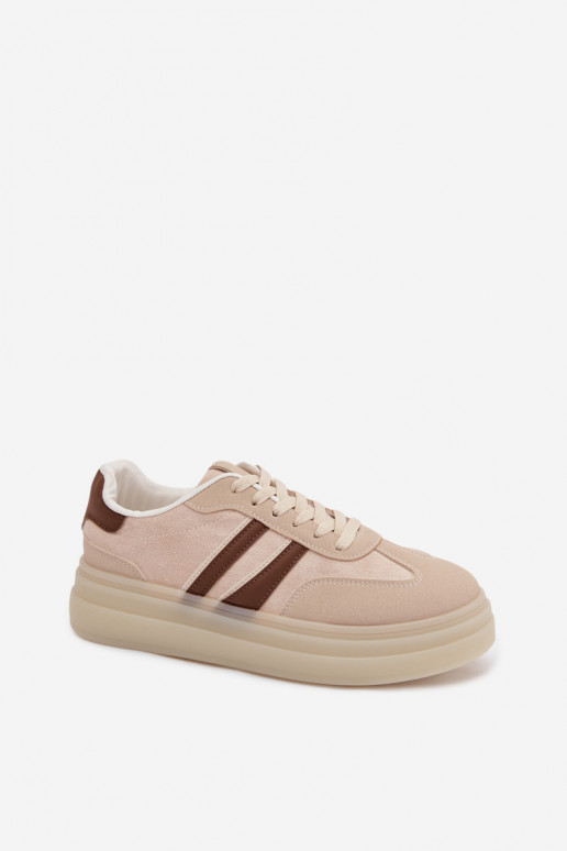 Sneakers Stilvollllschuhe Feminin mit einer Plattform Beige Galleria