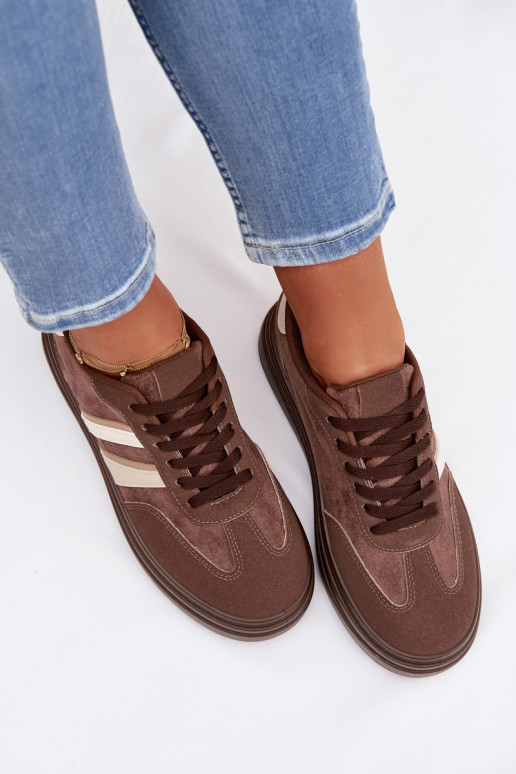 Sneakers Stilvollllschuhe Feminin mit einer Plattform braune Farbe Galleria